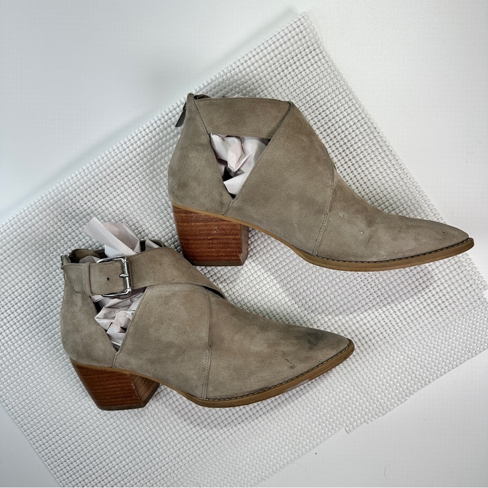 BP ankle booties suede pointed toe taupe size 8 - Picture 2 of 10